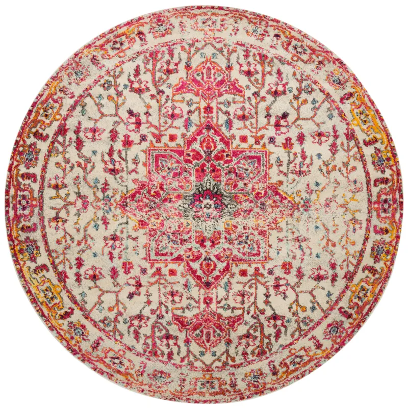 Nadia Ivory / Pink Rug (6' 7" X 9' 2")