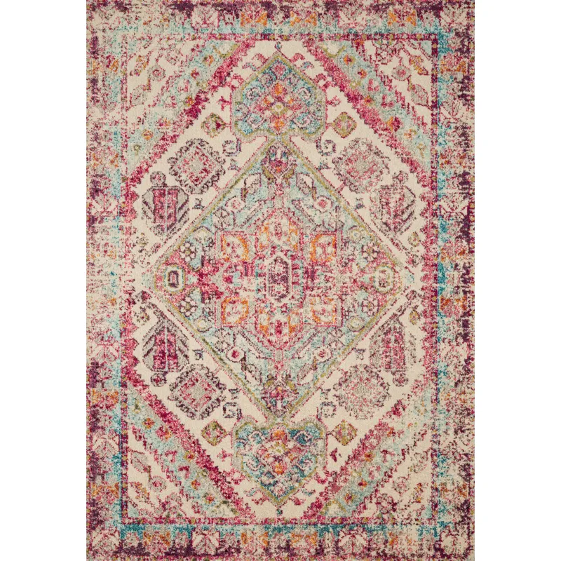 Nadia Aqua / Pink Rug (5' 1" X 7' 7")