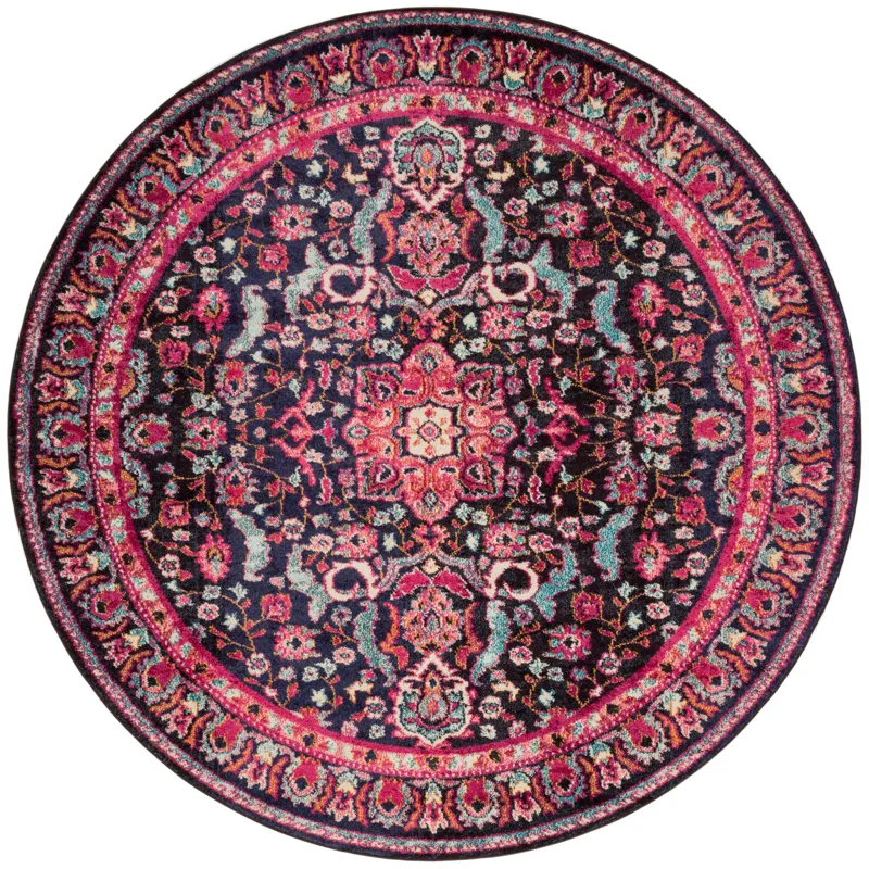 Nadia Midnight / Pink Rug (5' 0" X 5' 0" Round)