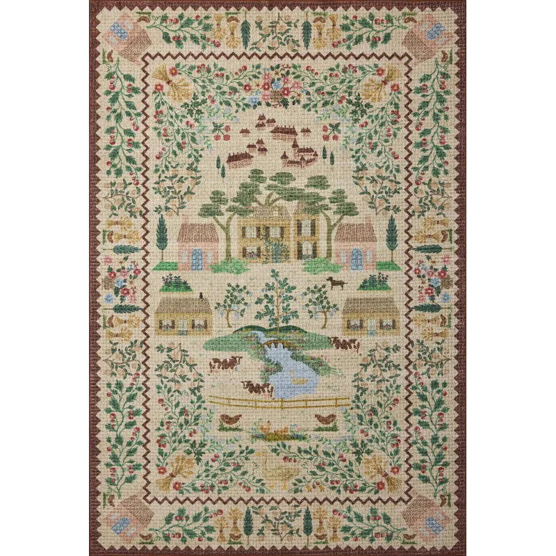 Rifle Paper Co. x Loloi Orchard Antique Ivory / Multi Machine Washable Rug