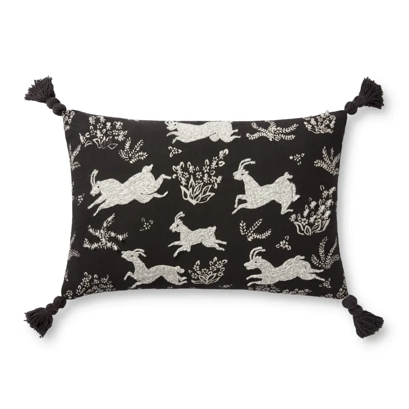 Pillows Black / Ivory Pillow (13\" X 21\" Cover W/Down)
