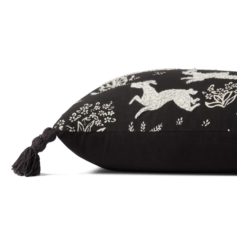 Pillows Black / Ivory Pillow (13\" X 21\" Cover W/Down)
