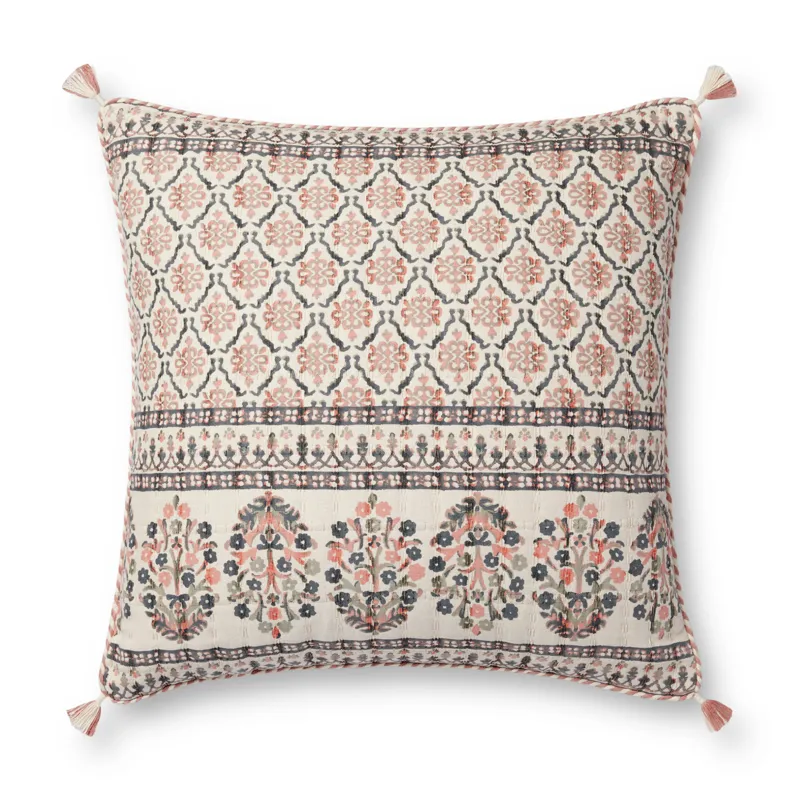Loloi PLL0115 Pink / Multi 22\'\' x 22\'\' Cover Only Pillow