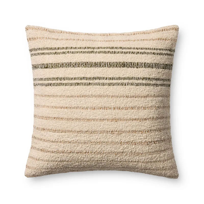 Amber Lewis x Loloi Atley Natural / Olive 22\'\' x 22\'\' Cover w/Poly Pillow