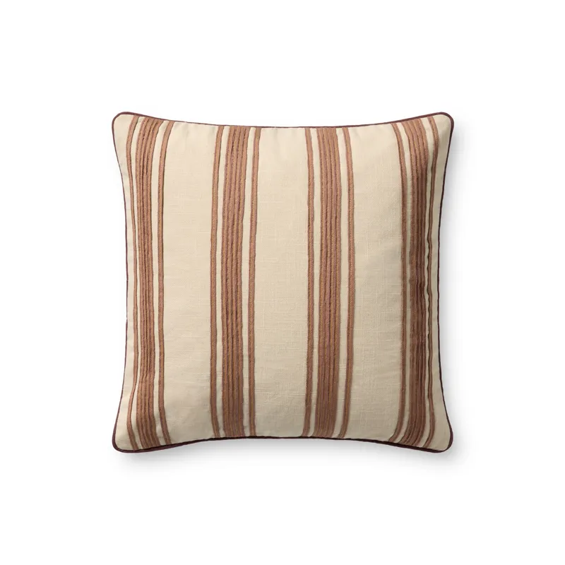 Chris Loves Julia x Loloi Verona Chestnut 18\'\' x 18\'\' Cover w/Poly Pillow