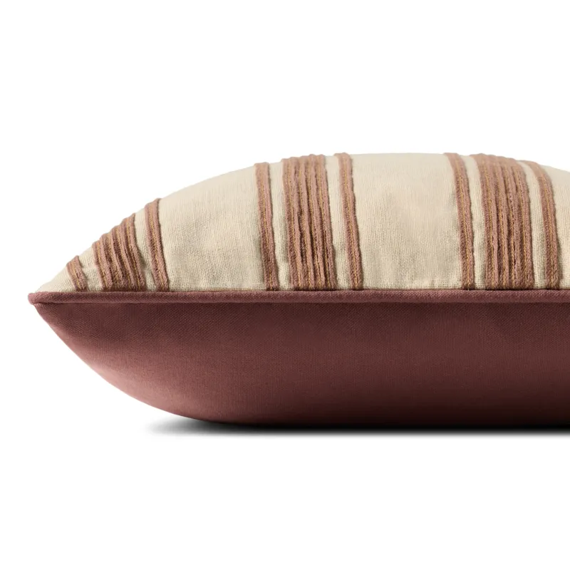 Chris Loves Julia x Loloi Verona Chestnut 18\'\' x 18\'\' Cover w/Poly Pillow