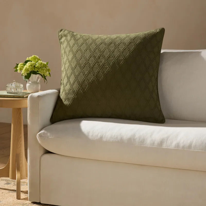 Chris Loves Julia x Loloi Cary Green 26\'\' x 26\'\' Cover w/Down Pillow