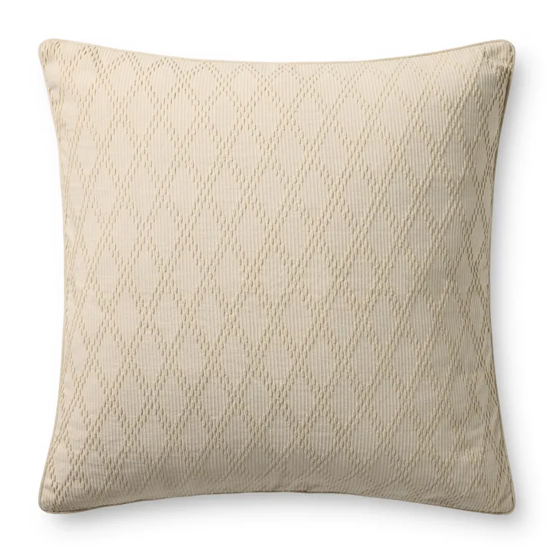 Chris Loves Julia x Loloi Cary Ivory 26\'\' x 26\'\' Cover w/Poly Pillow