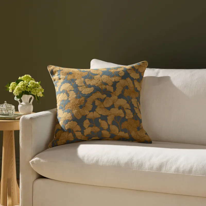 Chris Loves Julia x Loloi Fawn Blue / Gold 22\'\' x 22\'\' Pillow Cover Only