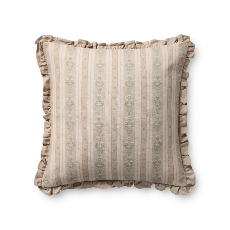 Chris Loves Julia x Loloi Liesel Ivory / Multi 20\'\' x 20\'\' Cover w/Poly Pillow