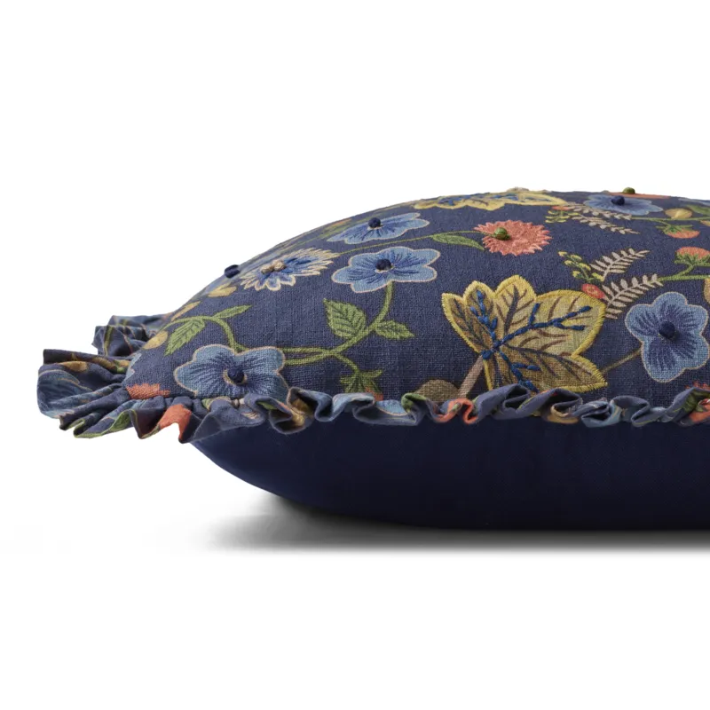 Rifle Paper Co. x Loloi Maple Blue / Multi 18'' x 18'' Cover w/Down Pillow