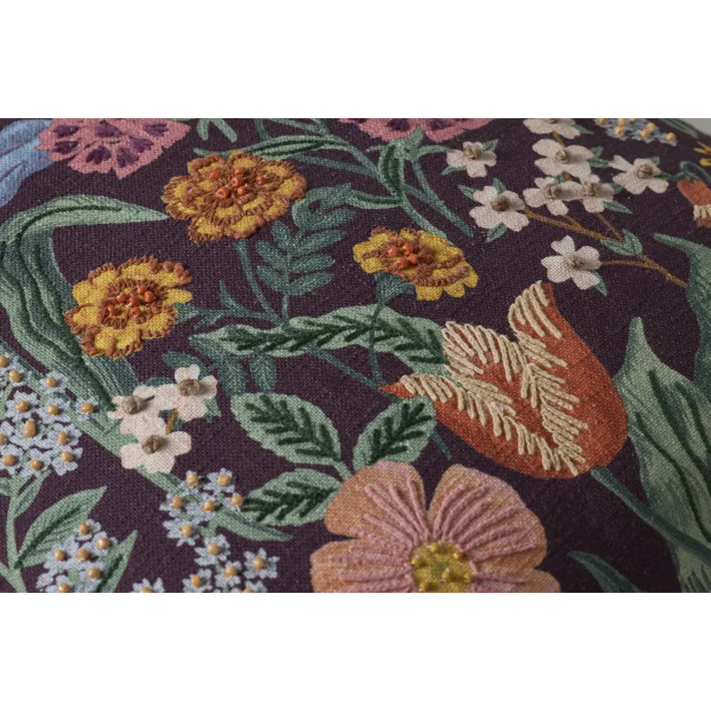 Rifle Paper Co. x Loloi Burgundy Blossom Burgundy / Multi 20'' x 20'' Cover w/Down Pillow