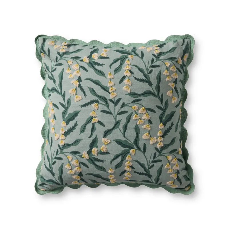 Rifle Paper Co. x Loloi Lily of the Valley Lt. Green / Multi 20'' x 20'' Cover w/Poly Pillow