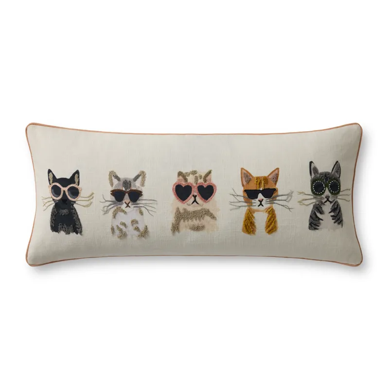 Rifle Paper Co. x Loloi Cool Cats Ivory / Multi 13'' x 35'' Cover w/Down Pillow
