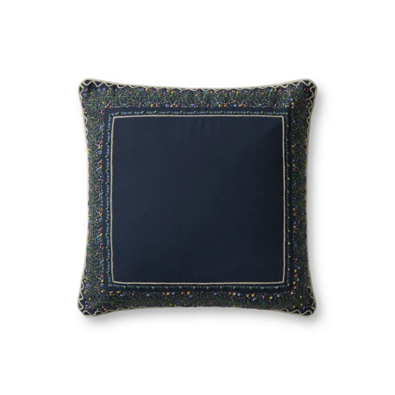 Rifle Paper Co. x Loloi Garden Vines Blue / Multi 18'' x 18'' Cover w/Poly Pillow