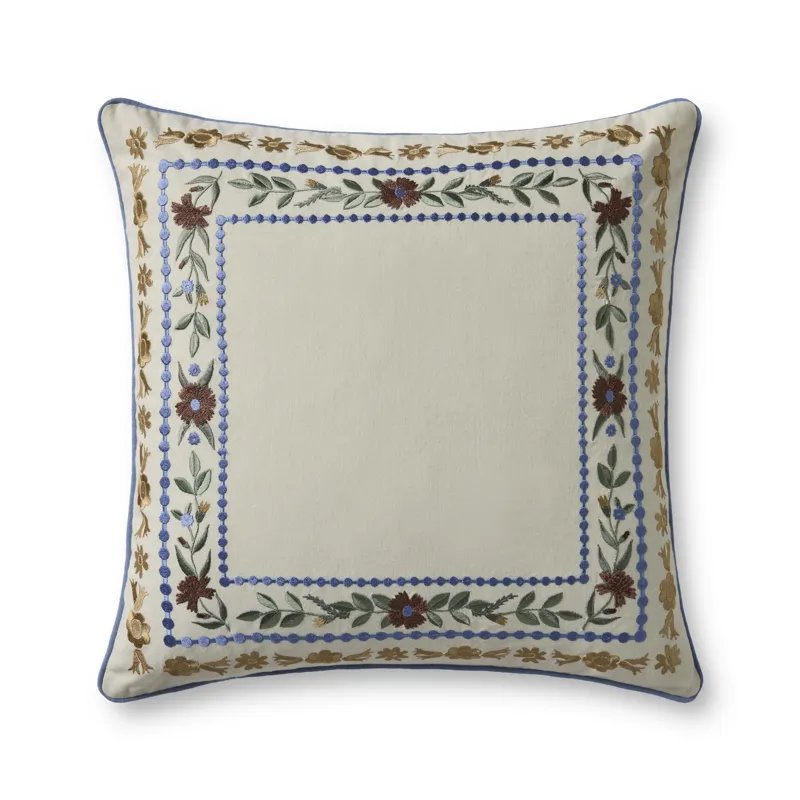 Rifle Paper Co. x Loloi Aster Border Ivory / Multi 22'' x 22'' Cover Only Pillow