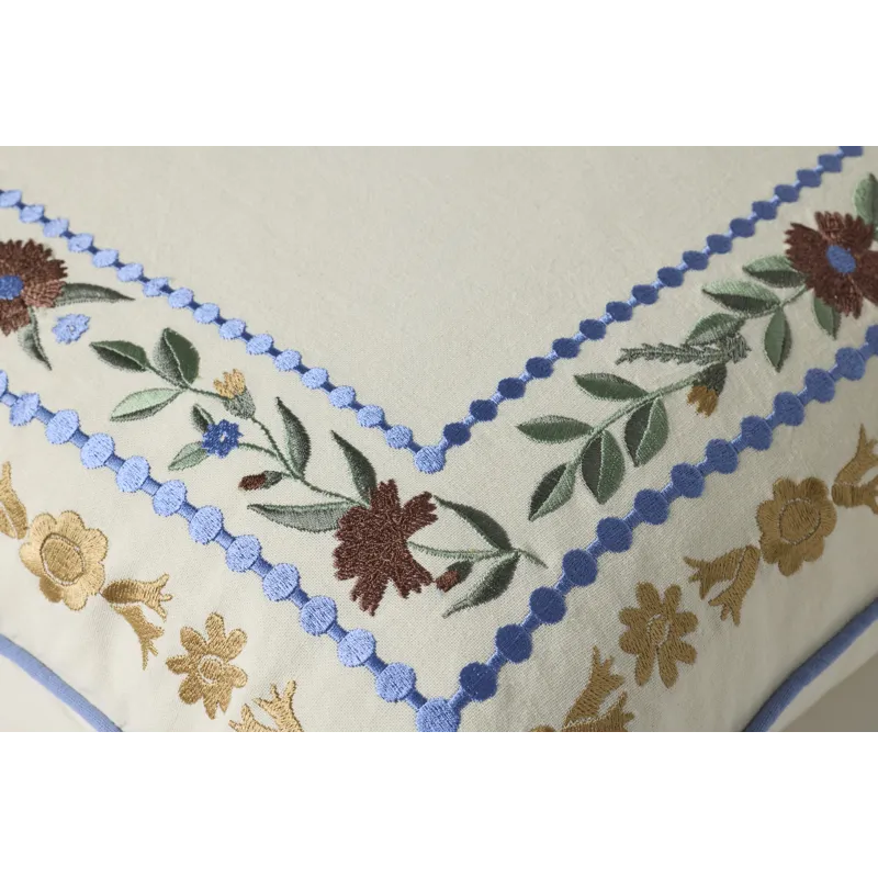 Rifle Paper Co. x Loloi Aster Border Ivory / Multi 22'' x 22'' Cover Only Pillow