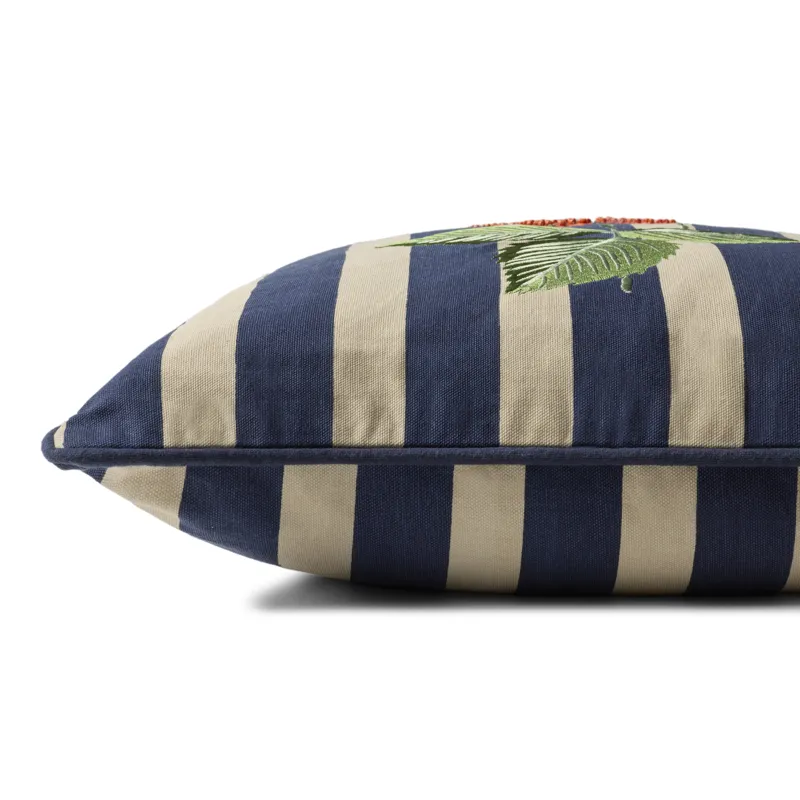Rifle Paper Co. x Loloi Raspberries Navy / Multi 18'' x 18'' Cover Only Pillow