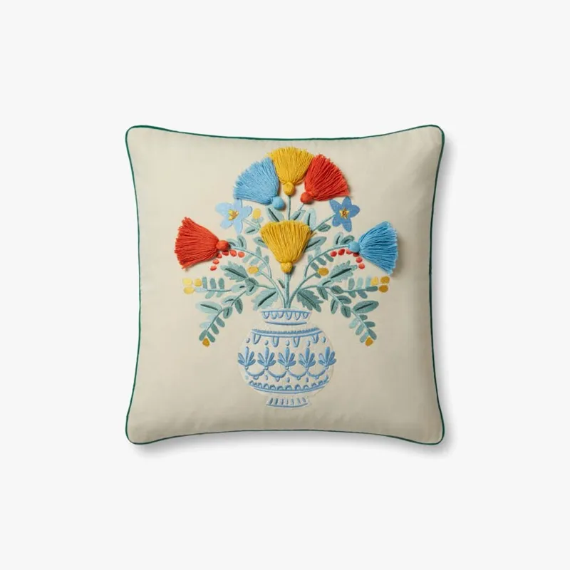 Loloi X Rifle Paper Co. 18\" X 18\", Poly-Filled Pillow