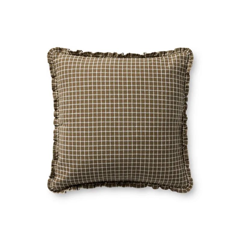 Chris Loves Julia x Loloi Dinah Chocolate 18\'\' x 18\'\' Cover w/Down Pillow