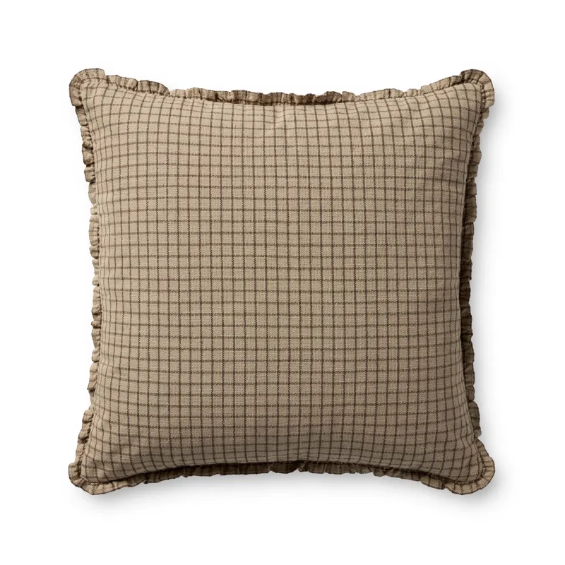 Chris Loves Julia x Loloi Dinah Mushroom 22\'\' x 22\'\' Cover w/Poly Pillow