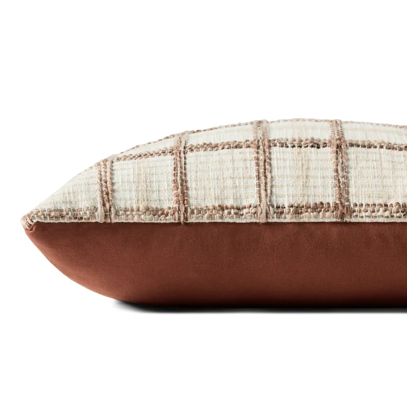 Chris Loves Julia x Loloi Norman Ivory / Brown 20\'\' x 20\'\' Cover w/Down Pillow