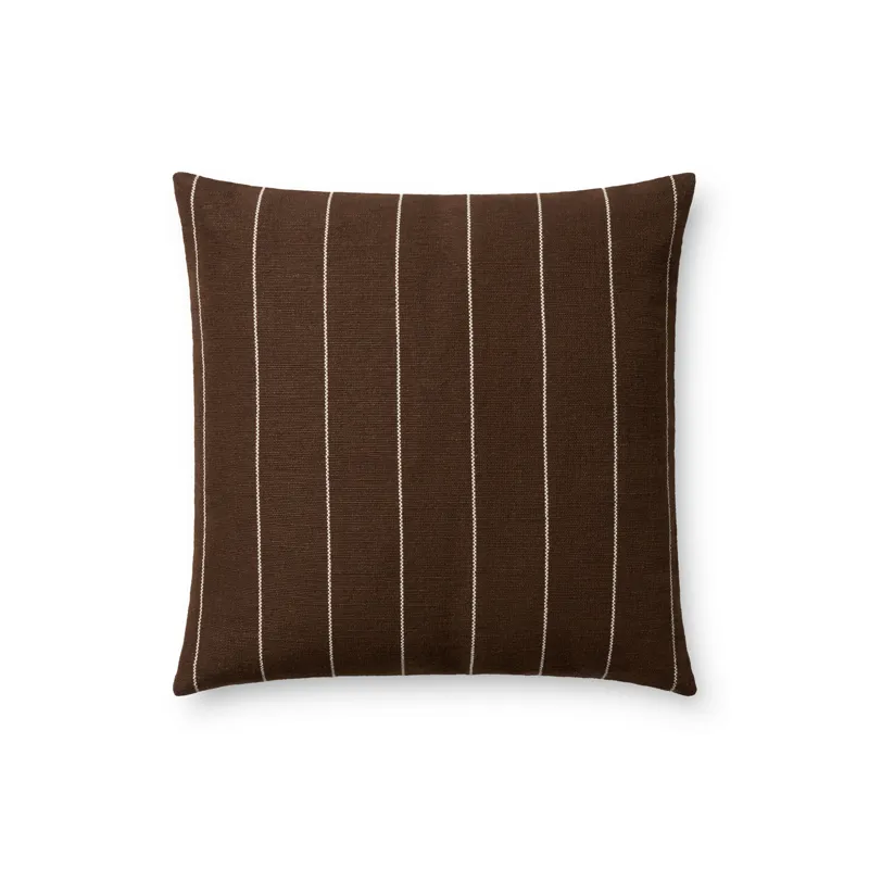 Amber Lewis x Loloi Keisha Chocolate / Natural 18\'\' x 18\'\' Cover w/Poly Pillow