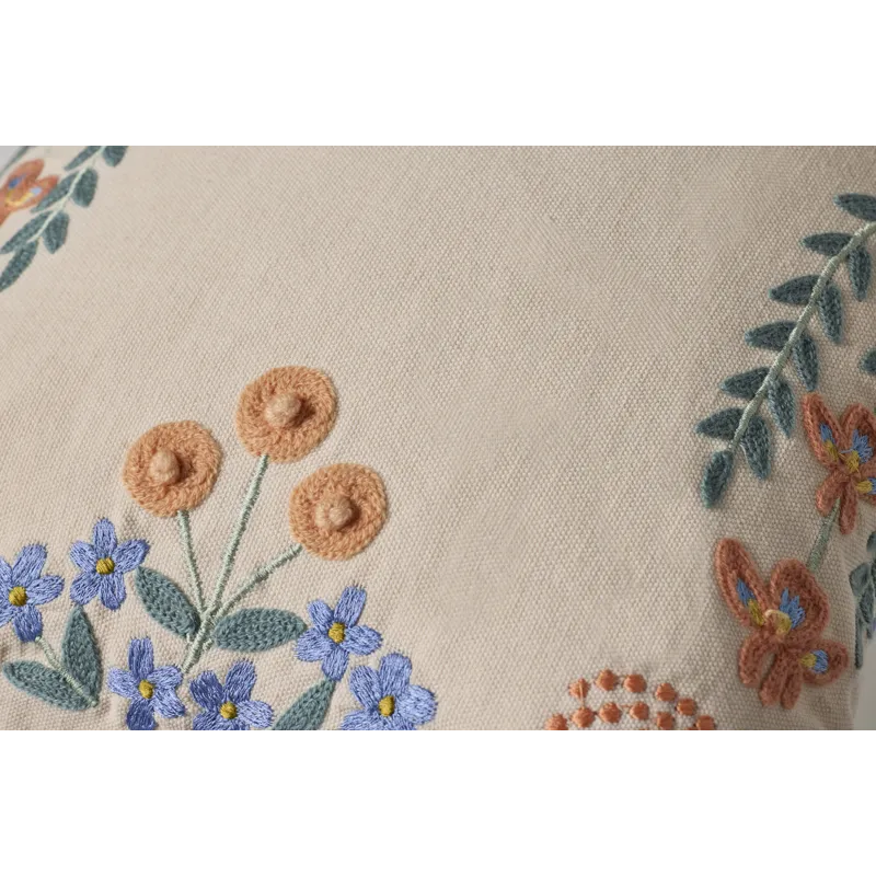 Rifle Paper Co. x Loloi Willow Border Ivory / Multi 22'' x 22'' Cover w/Poly Pillow