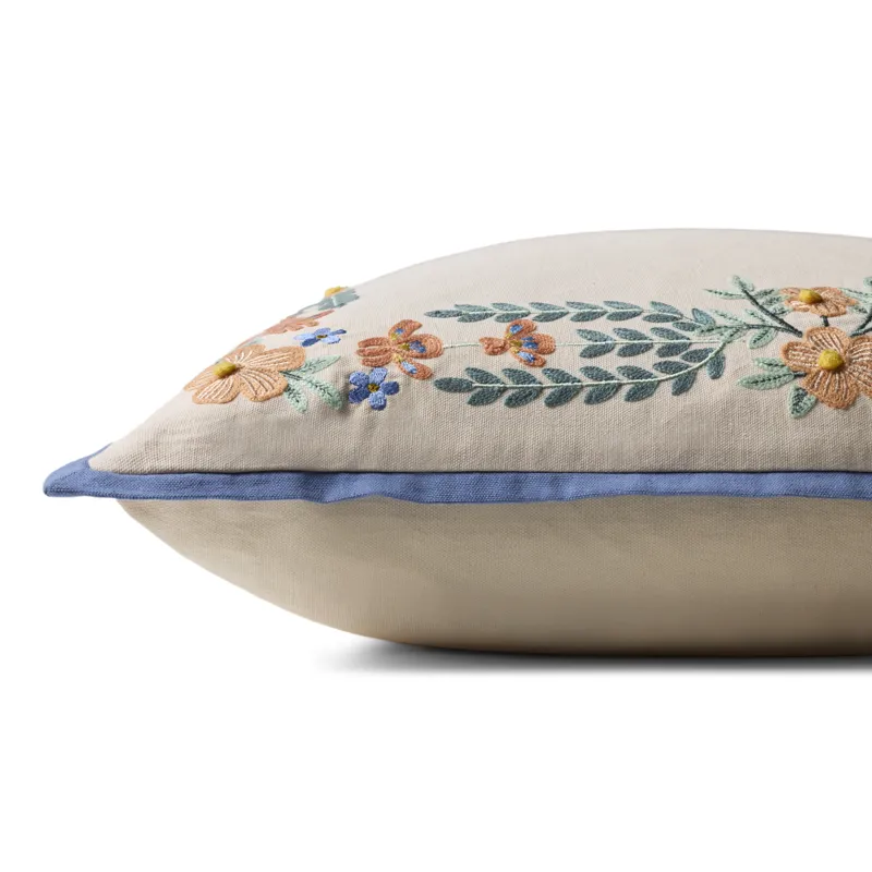 Rifle Paper Co. x Loloi Willow Border Ivory / Multi 13'' x 21'' Cover Only Pillow