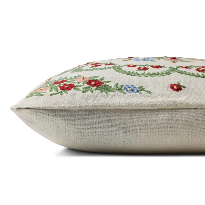 Rifle Paper Co. x Loloi Rosette Vase Ivory / Multi 22'' x 22'' Cover w/Poly Pillow