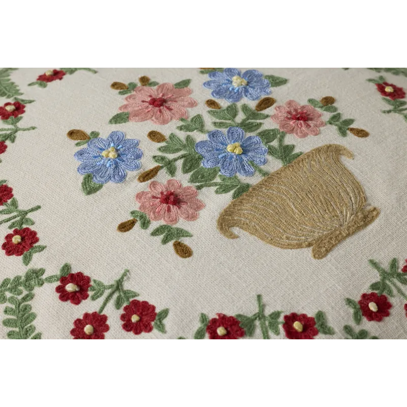 Rifle Paper Co. x Loloi Rosette Vase Ivory / Multi 22'' x 22'' Cover w/Poly Pillow