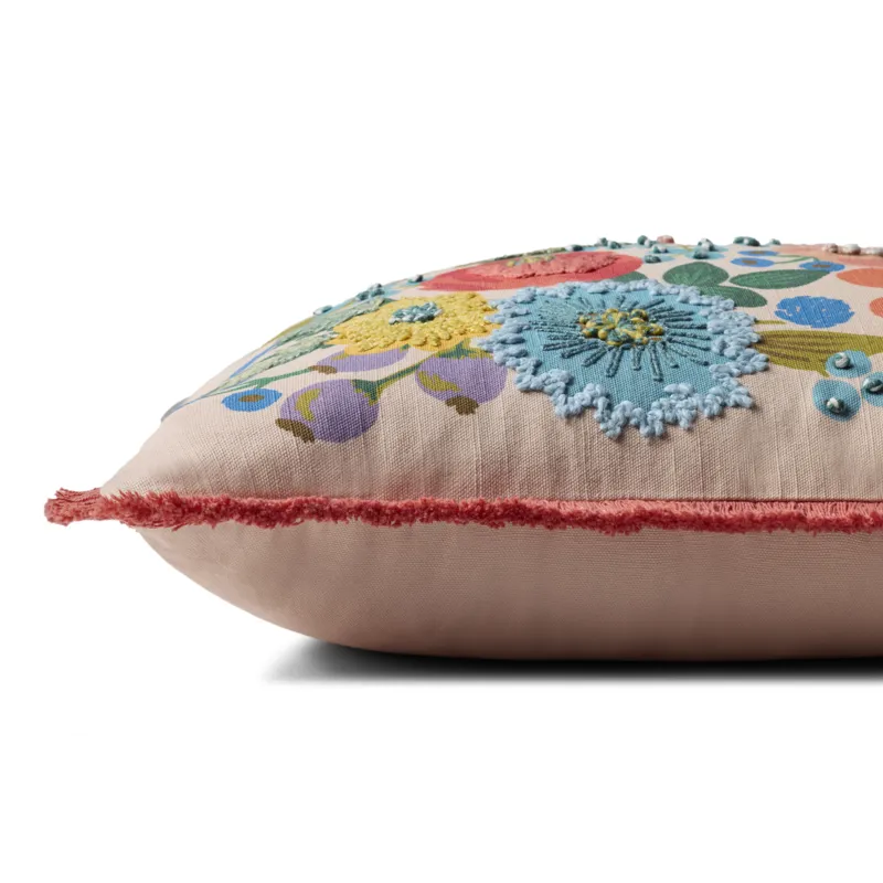 Rifle Paper Co. x Loloi Vintage Garden Blush / Multi 18'' x 18'' Cover w/Down Pillow