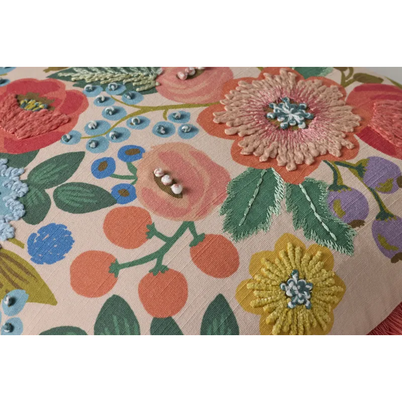 Rifle Paper Co. x Loloi Vintage Garden Blush / Multi 18'' x 18'' Cover w/Down Pillow
