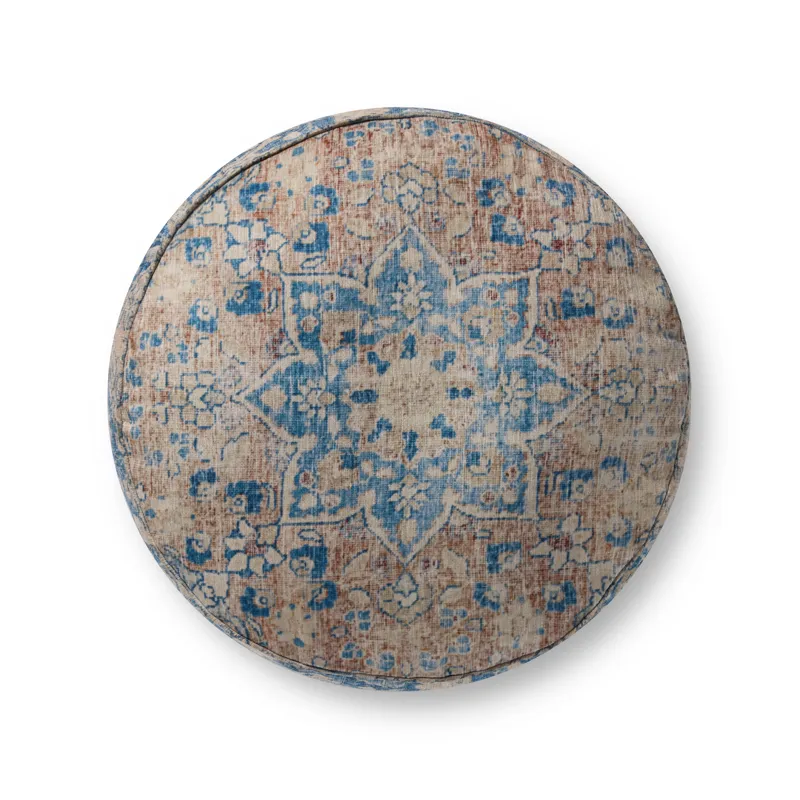 Loloi LPF211 Blue / Tangerine 18x 18 x 20 Pouf