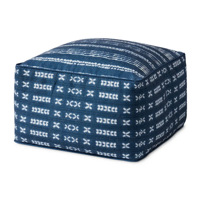 Poufs Indigo / Ivory Pouf (20\"W X 20\"D X 12\"H)