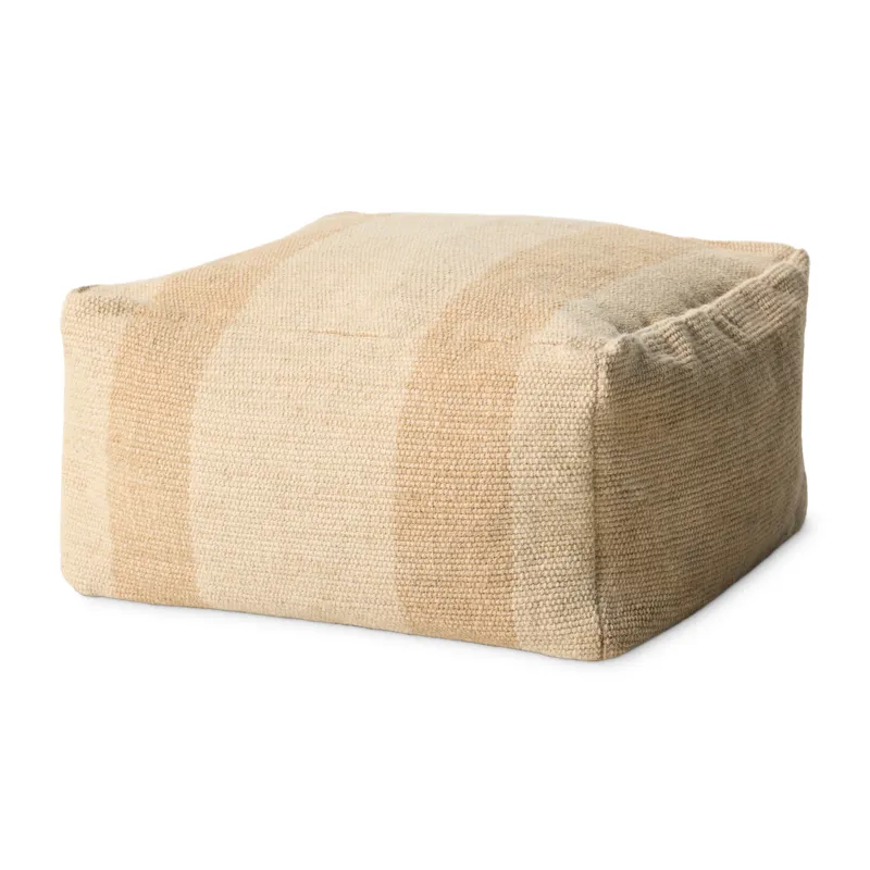 Leanne Ford x Loloi Rosemoor Beige 24\" x 24\" x 13\" Pouf