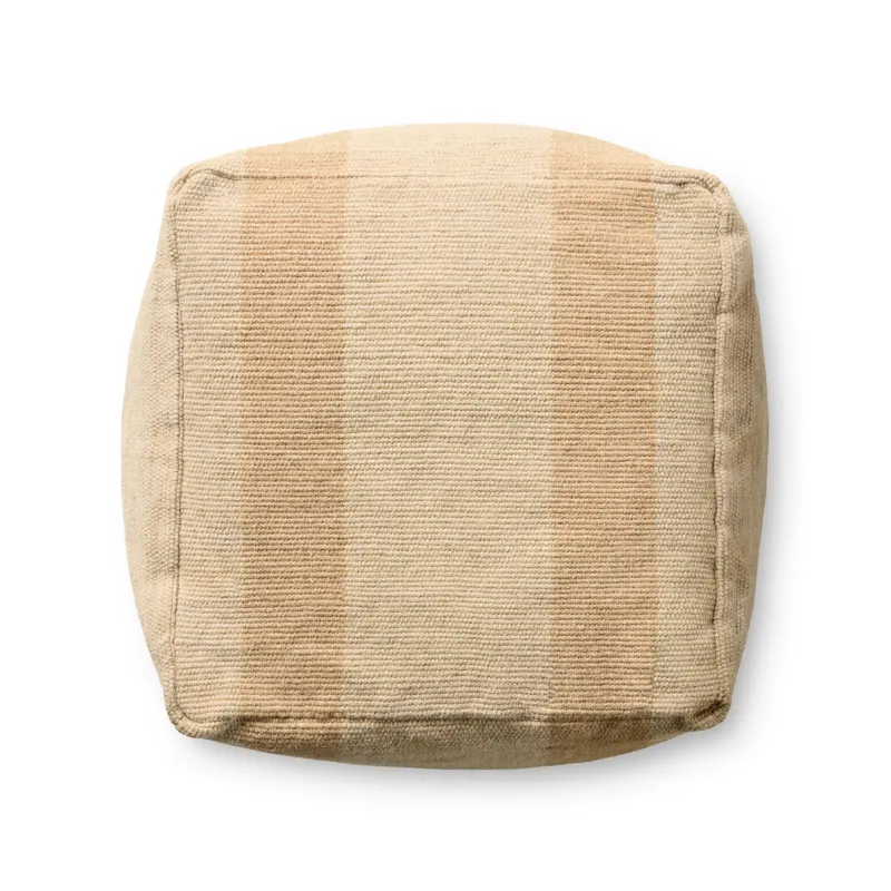 Leanne Ford x Loloi Rosemoor Beige 24\" x 24\" x 13\" Pouf