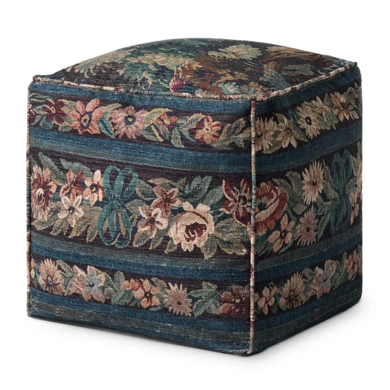 Loloi LPF0045 Blue / Multi 18\"W x 18\"D x 18\"H Pouf