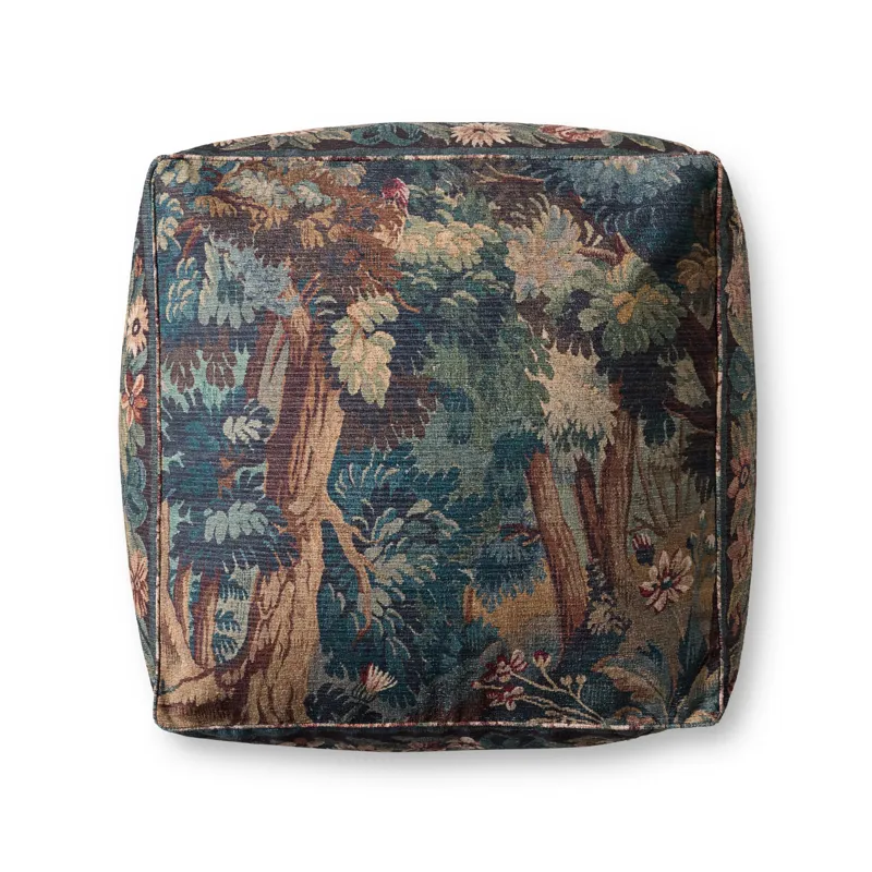 Loloi LPF0045 Blue / Multi 36\"W x 36\"D x 17\"H Pouf