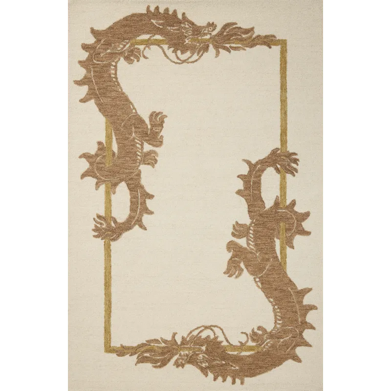 Brigette Romanek x Loloi Romi Ivory / Spice 7\'-9\" x 9\'-9\" Rug