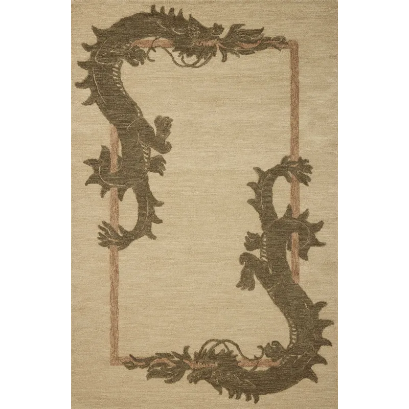 Brigette Romanek x Loloi Romi Natural / Olive 7\'-9\" x 7\'-9\" Rug