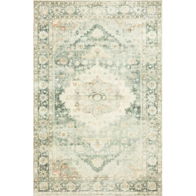 Rosette Teal / Ivory Rug (2' 2" X 3' 8")