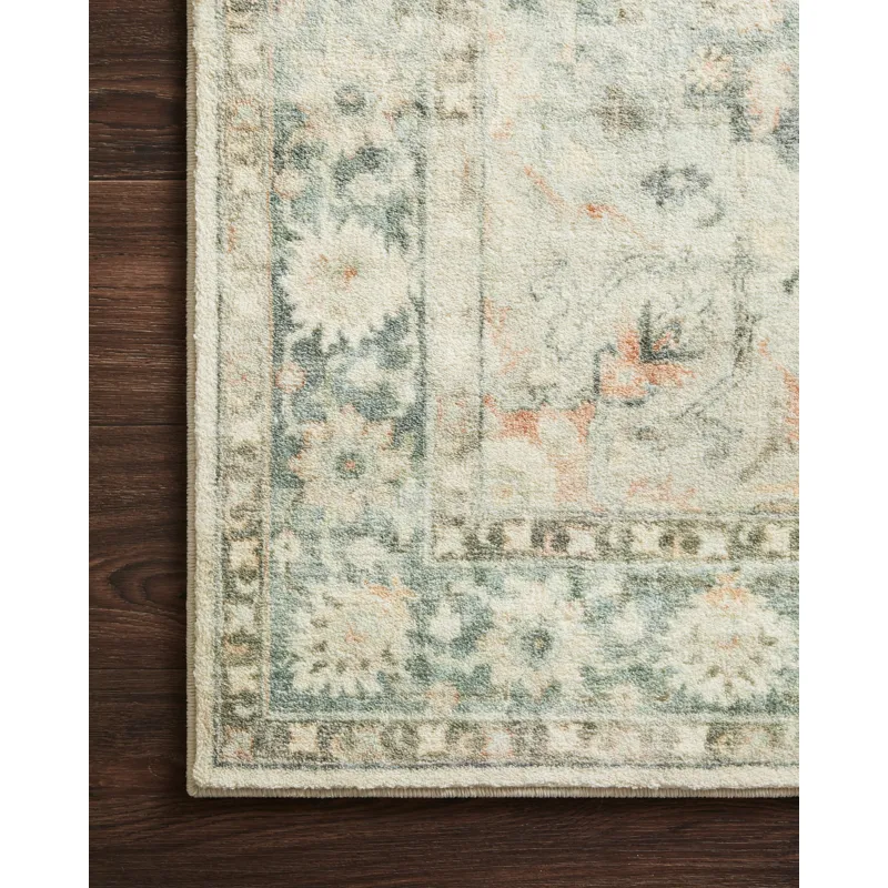Rosette Teal / Ivory Rug (2' 2" X 3' 8")