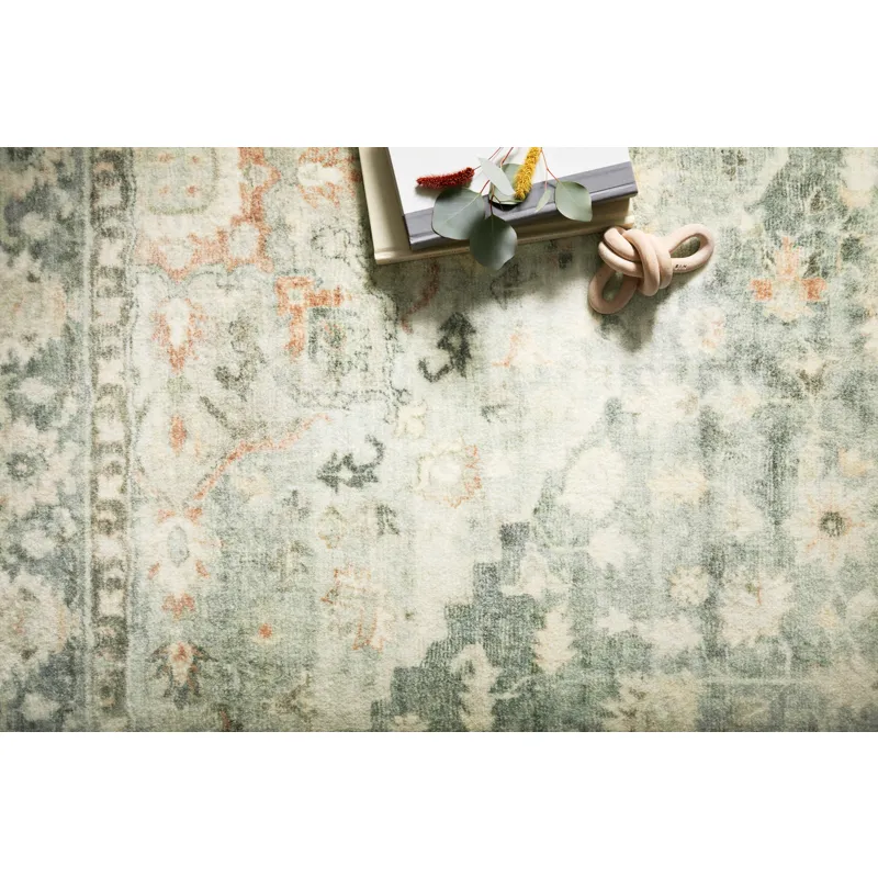 Rosette Teal / Ivory Rug (2' 2" X 3' 8")