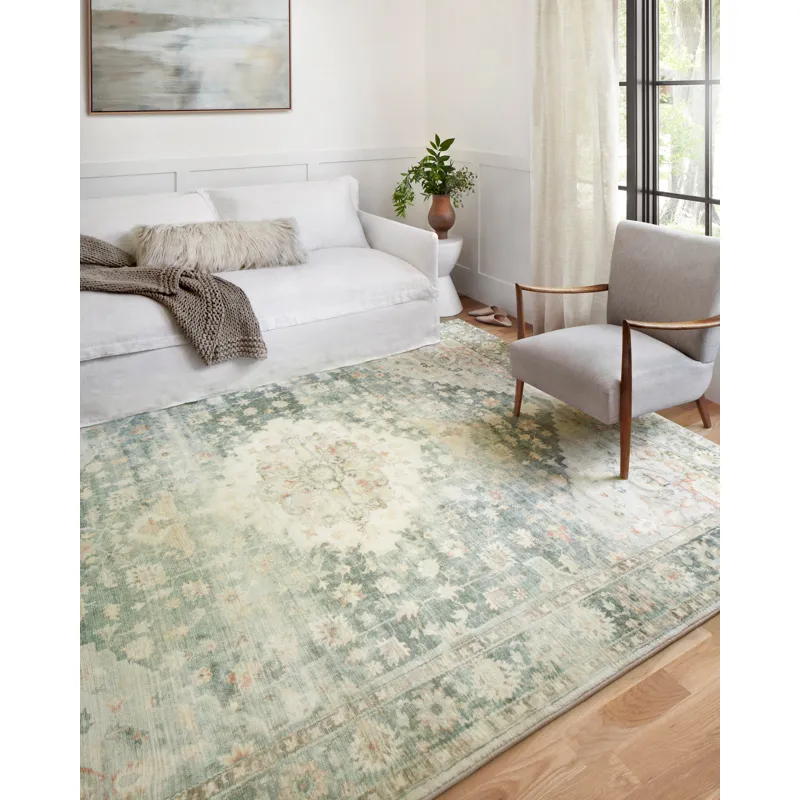 Rosette Teal / Ivory Rug (2' 2" X 3' 8")