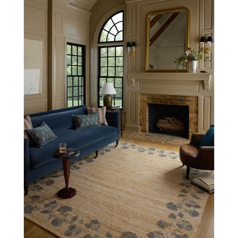 Chris Loves Julia x Loloi Rue Natural / Denim 2\'-3\" x 3\'-9\" Rug