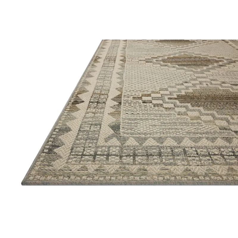 Loloi Saylor Ivory / Granite 7\'-6\" x 7\'-6\" Indoor/Outdoor Rug