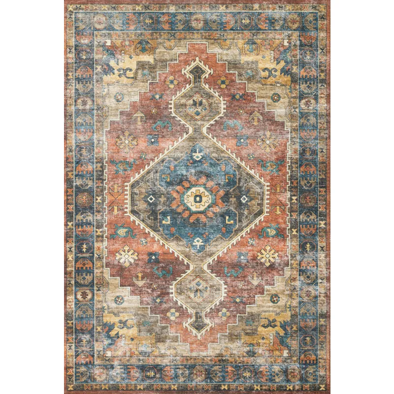 Skye Rust / Blue Rug (2' 0" X 5' 0")