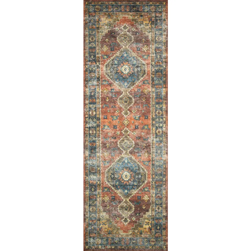 Skye Rust / Blue Rug (2' 0" X 5' 0")