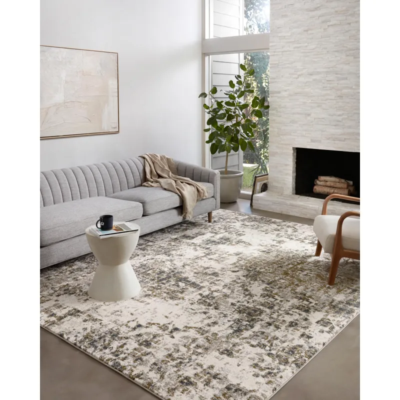 Spirit Pewter / Olive Rug (3' 9" X 5' 9")